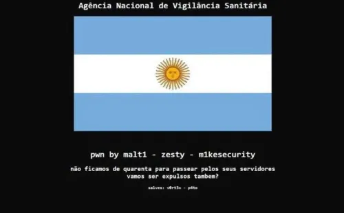 Imagen que circula en internet sobre el hackeo de Anvisa