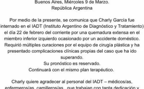 El parte médico oficial.