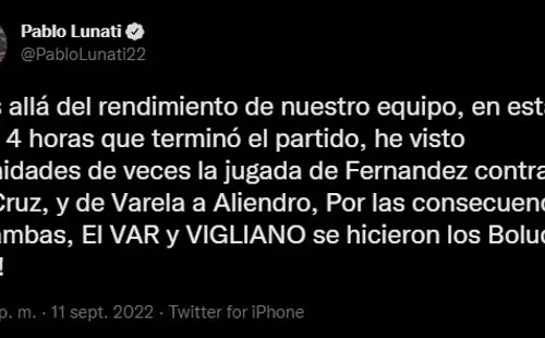 Lunati estalló en Twitter.