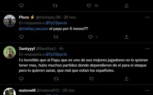 Los comentarios de los hinchas.