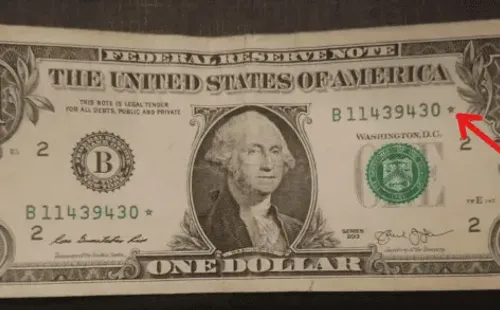 El billete de 1 dólar con la estrella binaria que lo hace especial.