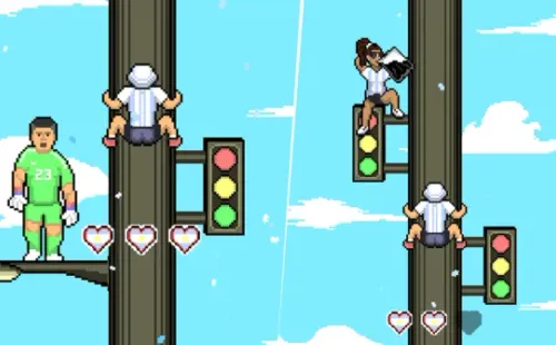 En la aventura, también se pueden encontrar al Dibu Martínez y a una hincha tomando fernet (Foto: Captura Semáforo Climber)