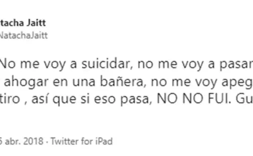 El tweet de Natacha.