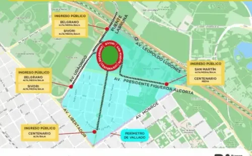 Los accesos para el partido.