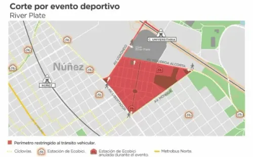 El mapa de cortes de tránsito.