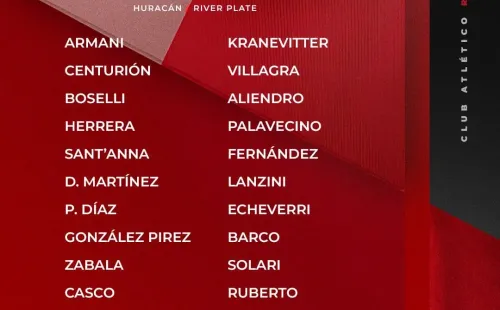 Los convocados de River ante Huracán. (Foto: Prensa River).