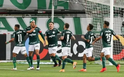 Jogadores do Palmeiras comemoram gol. Foto: Getty Images