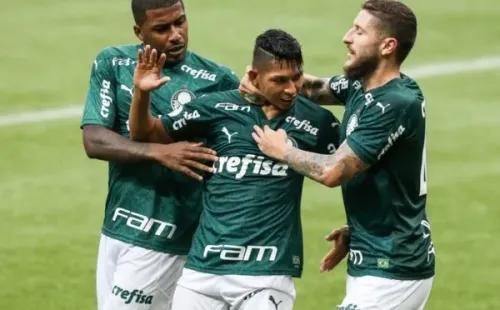 Jogadores do Palmeiras comemoram gol. Foto: Getty Images