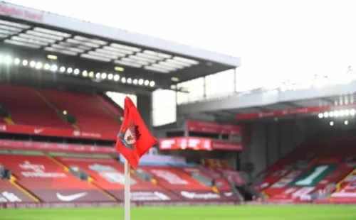 Visão do Anfield neste domingo (17), antes de Liverpool x Manchester United. Foto: Getty Images