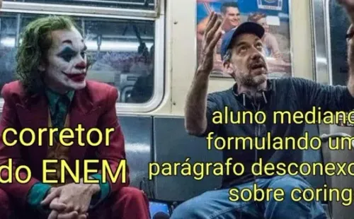 Meme brinca com tema da redação do Enem com o Coringa. Foto: Reprodução/Twitter