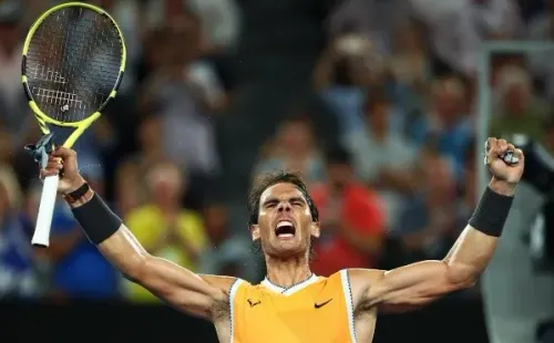 Rafael Nadal vibra após vitória no Australian Open. Foto: Getty Images