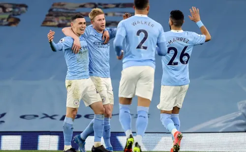 Comemoração de gol do Manchester City. Foto: Getty Images