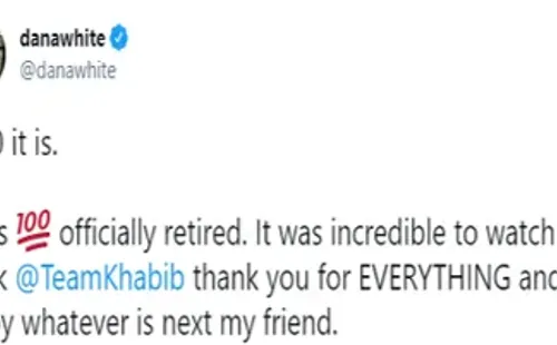 Dana White anunciou saída de Khabib do UFC (Foto: Reprodução/Twitter)