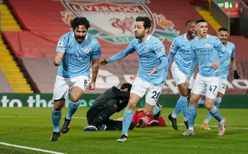 Comemoração de gol do Manchester City. Foto: Getty Images