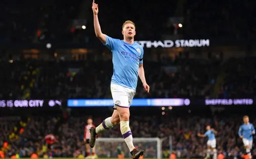 Comemoração de Kevin de Bruyne, do Manchester City. Foto: Getty Images