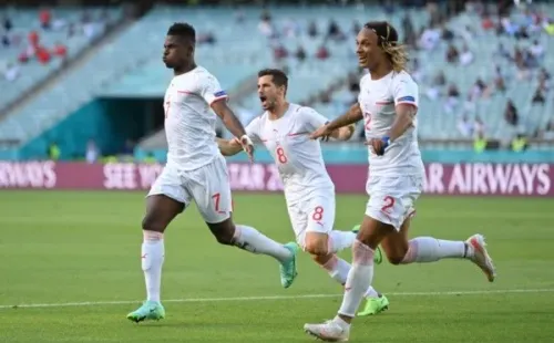 Comemoração de gol da Suíça na Eurocopa. Foto: Getty Images