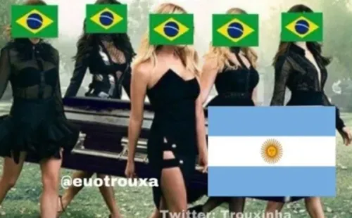 Meme Brasil x Argentina, após a vitória da seleção brasileira de vôlei masculino. Foto: Reprodução/Twitter