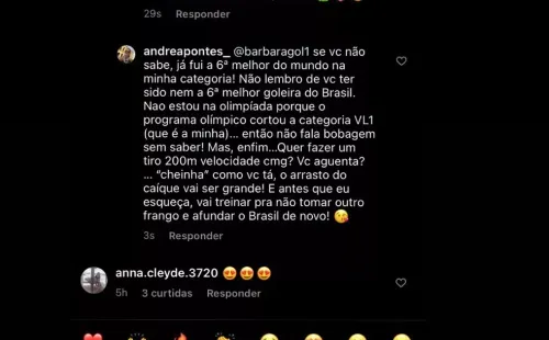 Barbára e Andréa Pontes discutem por Instagram (Foto: Reprodução)