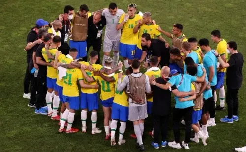 Seleção Brasileira antes dos pênaltis na semifinal dos Jogos Olímpicos. (Foto: Getty Images)