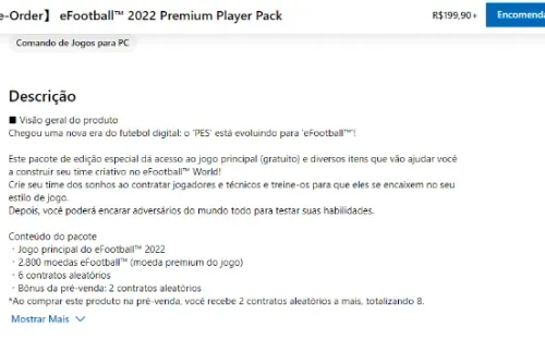 Conteúdo do Premium Player Pack (Captura de tela)