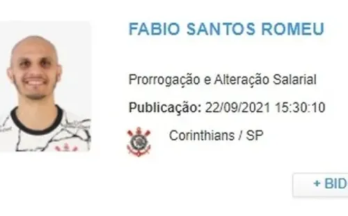 Registro do BID do jogador Fábio Santos. (Foto: Reprodução)