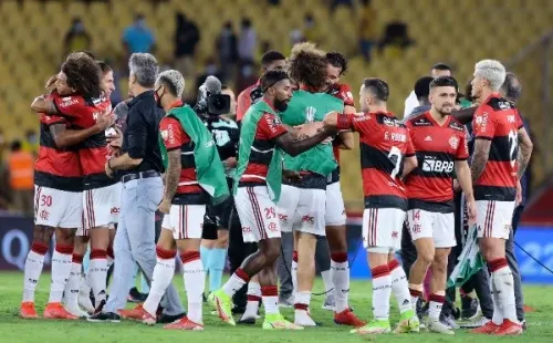 Flamengo comemorando a classificação para a final da Libertadores. (Foto: Getty Images)