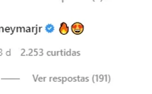 Comentário de Neymar na foto de Bruna Biancardi (Créditos: reprodução/Instagram)