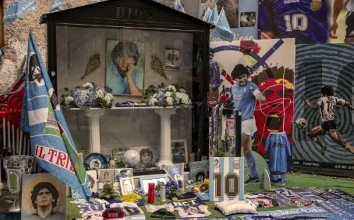 Foto: Getty Images - Mural de Maradona em Nápoles.