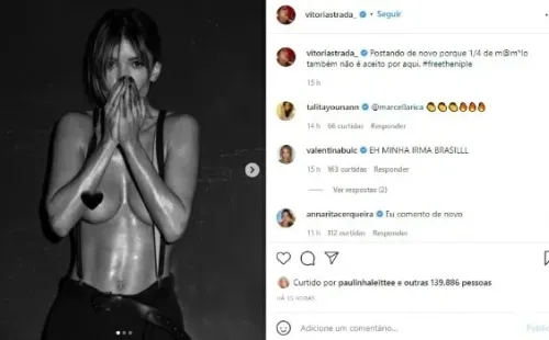 Vitória Strada reposta imagem censurada pelo Instagram – Imagem: Reprodução