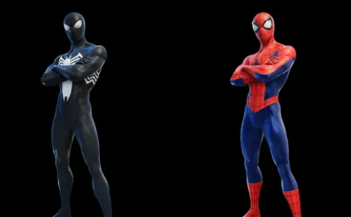 Symbiote Suit e Homem-Aranha tradicional (Reprodução/Fortnite)