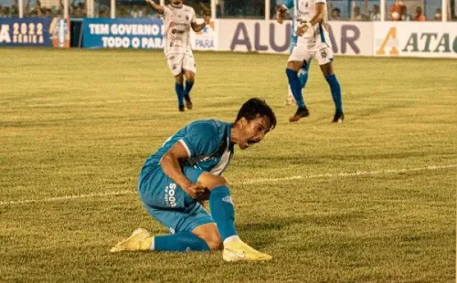 Foto: (Flickr Oficial Paysandu/John Wesley/Paysandu) – Christian comemora seu primeiro gol com a camisa do Paysandu