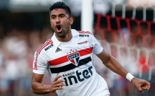 Tréllez comemora gol pelo São Paulo, em 2018. / Foto: Marcello Zambrana/AGIF