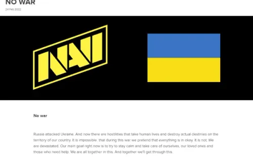 Site oficial da NAVI pedindo pelo fim da guerra (Captura de tela)