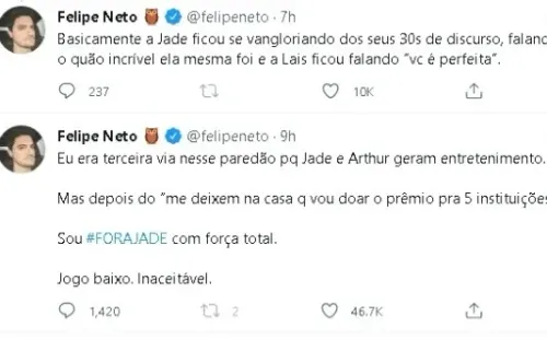 Felipe Neto no Twitter. Foto: Reprodução/Twitter oficial do Felipe