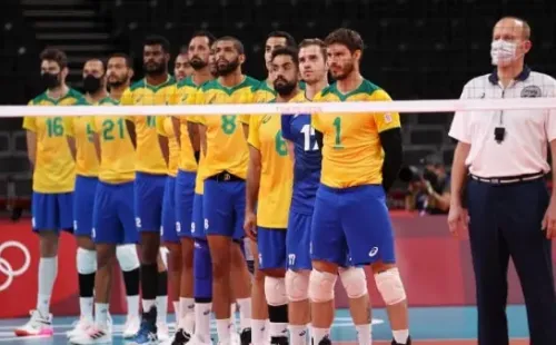 Foto: Getty Images – Na foto, o time masculino brasileiro que disputou os Jogos de Tóquio neste ano.