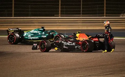 Pérez cometeu um erro na última volta do GP do Bahrein. Créditos: Getty Images