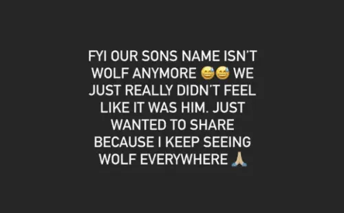 Kylie Jenner revelando que seu filho não se chamará mais Wolf – Imagem: Reprodução/Instagram oficial de Kylie Jenner