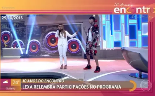 Lexa e MC Guimê no Encontro, em 2015. Reprodução/Globo