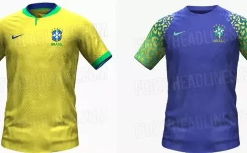 Reprodução/FootyHeadlines/ Fotos dos uniformes 1 e 2 da Seleção para a Copa do Mundo.
