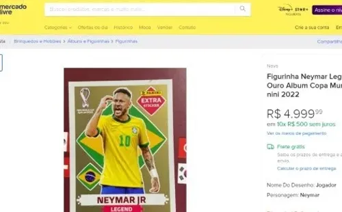 Foto: Reprodução Mercadlo Livre/ Figurinha legend de Neymar.