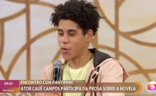 Cauê Campos, de Pantanal, em participação no Encontro. Foto: Reprodução/TV Globo