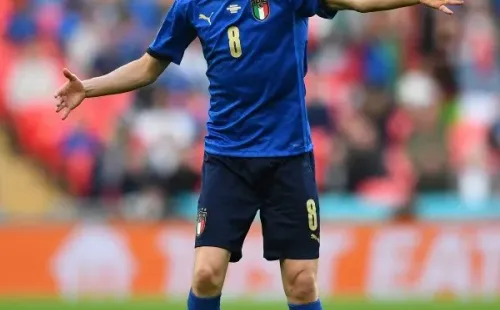 Jorginho em ação pels Itália na Eurocopa, em 2021 – Foto: Claudio Villa/Getty Images