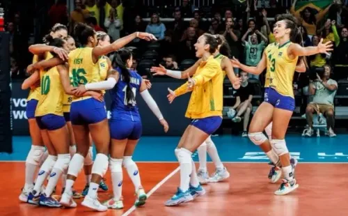 Brasil bateu a Argentina em sets diretos. Foto: FIVB