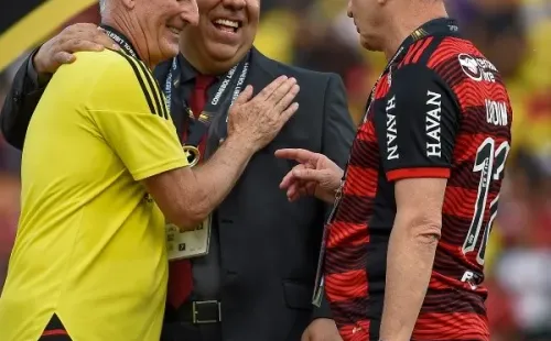 Foto: Flickr Oficial CR Flamengo/Marcelo Cortes – Dorival Jr, Marcos Braz e Rodolfo Landim