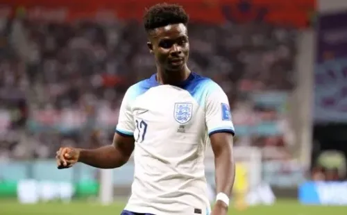 Foto:Julian Finney/Getty Images – Saka também fez três gols na Copa do Mundo