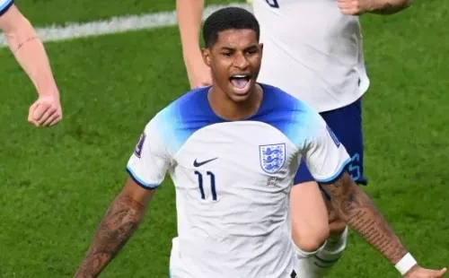 Foto: Stu Forster/Getty Images – Rashford marcou gol de falta na Copa do Mundo