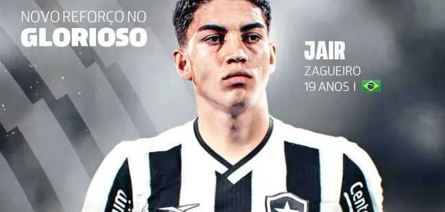 Agora é oficial, o jovem zagueiro reforça o Glorioso nesta nova temporada e promete surpreender. Foto: Divulgação/Botafogo