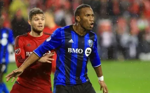 Didier Drogba #11 of Montreal Impact battles with Eriq Zavaleta #15 of Toronto FC during the MLS Eastern Conference Final, Leg 2 game at BMO Field on November 30, 2016 in Toronto, Ontario, Canada. (Photo by Vaughn Ridley/Getty Images)