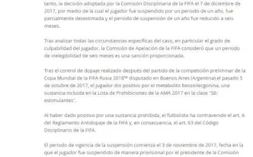 OFICIAL. El comunicado de la FIFA que se encuentra en su sitio oficial sobre la situación de Paolo Guerrero.