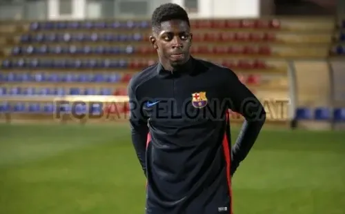 VOLVIÓ. Dembélé en su primera práctica oficial después de su lesión (Foto: FCBarcelona.cat).